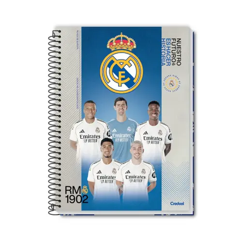 Caderno Universitário Capa Dura Credeal Real Madrid 10 Matérias 160 Folhas 27/1
