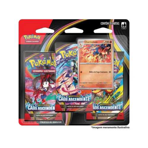 Blister Triplo Pokémon ME04 Caos Ascendente - 19 Cartas para Colecionar e Batalhar