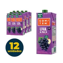 Suco Misto de Uva e Maçã COM/TEM 100% Natural 1L 12 Unidades