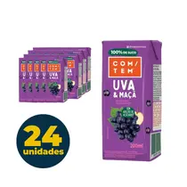Suco Misto de Uva e Maçã COM/TEM 100% Natural 200ml 24 Unidades