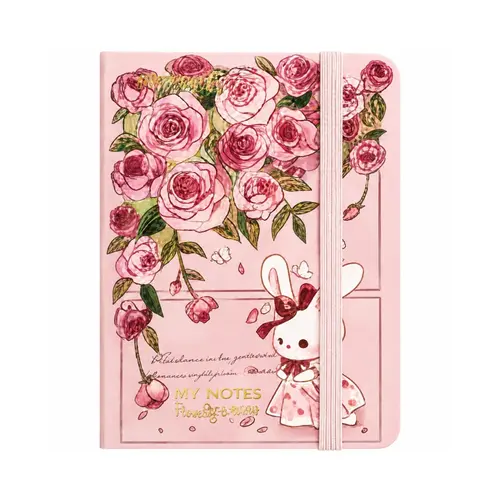 Caderneta Dello Gift Note14x21cm Capa Dura Costurada com Elástico Coelho Rosa