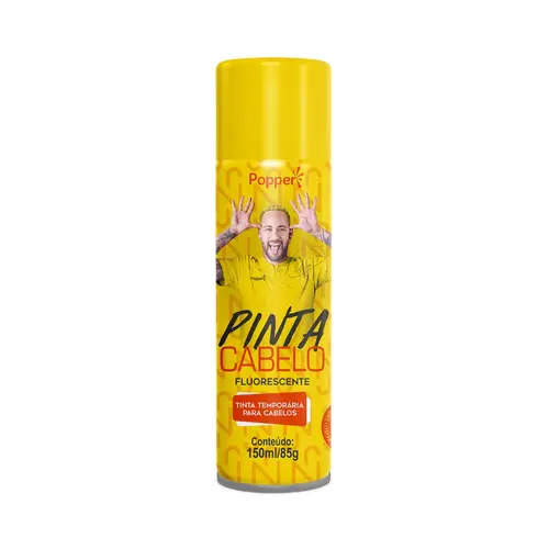 Tinta Spray Colorido Pinta Cabelo Popper Neymar Jr Amarelo Fluorescente 150ml