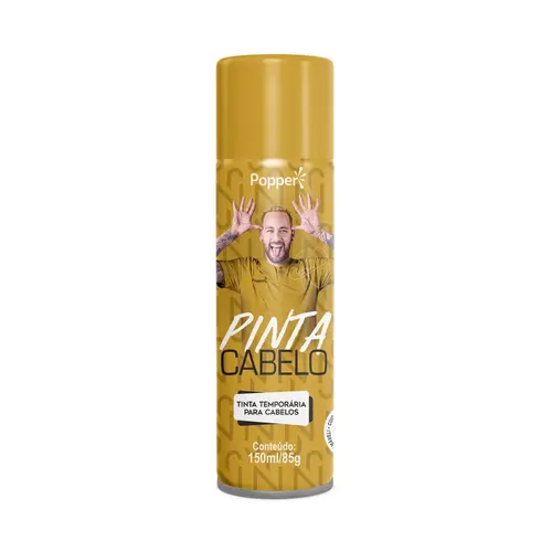 Tinta Spray Colorido Pinta Cabelo Popper Neymar Jr Dourado 150ml