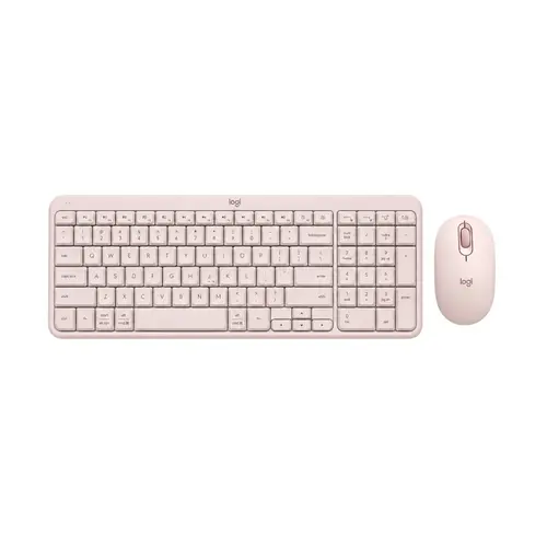 Kit Teclado e Mouse Sem Fio Logitech MK250 Rosa