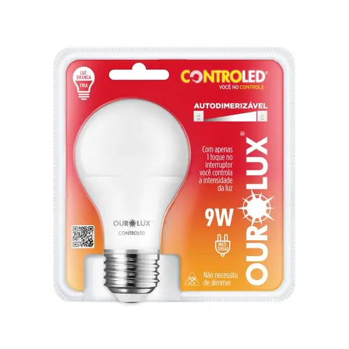 Lâmpada Inteligente Ourolux ControLED Auto Dimerizável 9W - Luz Branca Fria