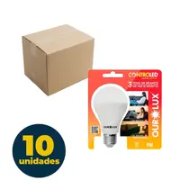 LAMPADA INTELIGENTE CONTROLED 9W 3 TONS DE BRANCO 6.5K+4K+2.7K OUROLUX 10 UN