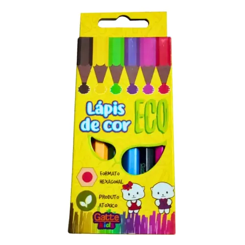 LAPIS COR CURTO 06 CORES GATTE KIDS ECOLOGICO HEXAGONAL 010 UN