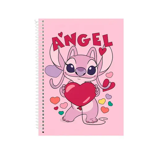 Caderno Universitário Capa Dura 1 matéria Culturama Stitch e Angel Vibes 80 Folhas 27/1