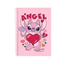 Caderno Universitário Capa Dura 1 matéria Culturama Stitch e Angel Vibes 80 Folhas 27/1