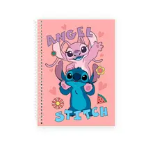 Caderno Universitário Capa Dura 1 matéria Culturama Stitch e Angel Vibes 80 Folhas 27/4