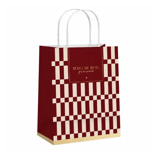 SACOLA PAPEL PRESENTE M 26CMX19,5CMX9,5CM CROMUS BORGONHA 10 UN