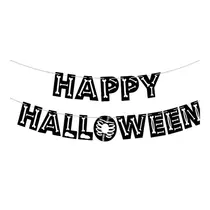 Faixa Decorativa Cromus Happy Halloween Preto/Branco 1,20m