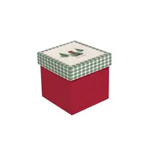 Caixa Presente Cubo M Cromus Natal Pinheiro 15x15x15cm