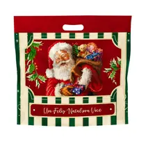 Sacola Presente Laminada Metalizada Ziper Cromus Noel Carmim 46x43cm