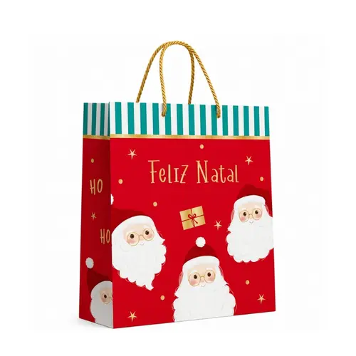 Sacola Papel Premium Cromus Natal Presentes 31x26x10cm
