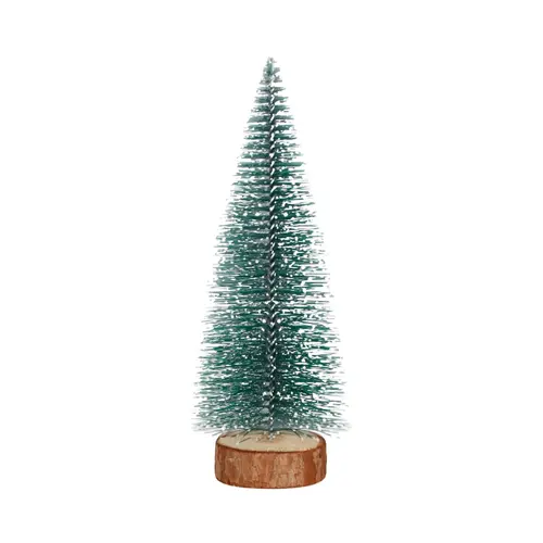 Árvore Natal Zein 20cm Verde Base Madeira com 10 LED