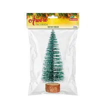 Árvore Natal Zein 20cm Verde Base Madeira com 10 LED