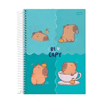 Caderno Universitário Espiral Capa Dura 1 matéria Jandaia Capivara Capyvibes 80 Folhas 27/1