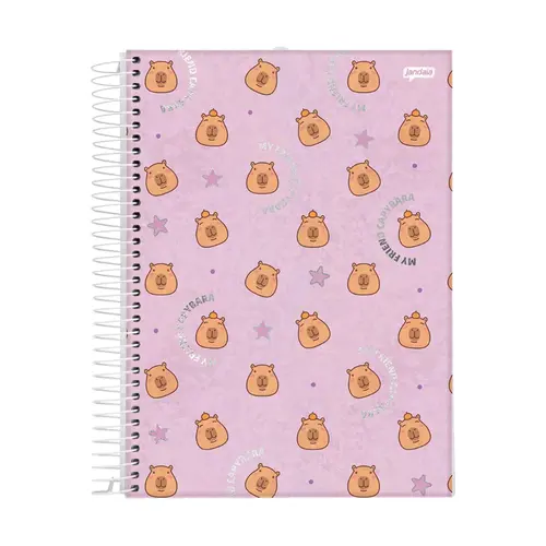 Caderno Universitário Espiral Capa Dura 1 matéria Jandaia Capivara Capyvibes 80 Folhas 27/2