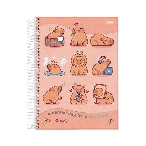 Caderno Universitário Espiral Capa Dura 1 matéria Jandaia Capivara Capyvibes 80 Folhas 27/3