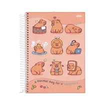 Caderno Universitário Espiral Capa Dura 1 matéria Jandaia Capivara Capyvibes 80 Folhas 27/3
