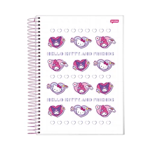 Caderno Universitário Espiral Capa Dura Jandaia Hello Kitty and Friends Besties Forever 1 matéria 80 Folhas 27/1