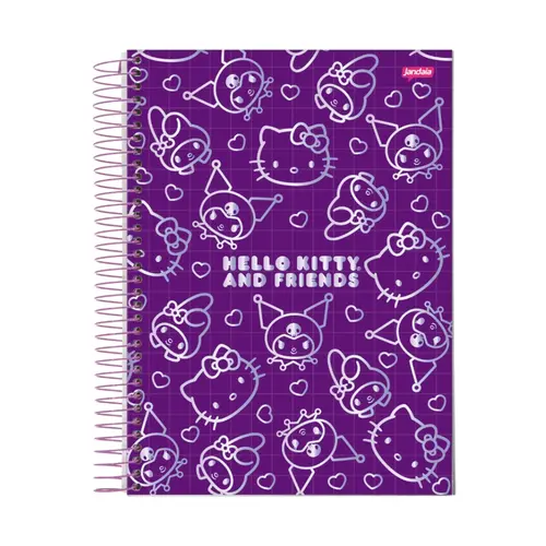 Caderno Universitário Espiral Capa Dura Jandaia Hello Kitty and Friends Besties Forever 1 matéria 80 Folhas 27/2