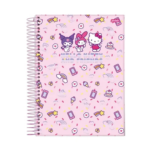 Caderno Universitário Espiral Capa Dura Jandaia Hello Kitty and Friends Besties Forever 1 matéria 80 Folhas 27/3