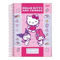 Caderno Universitário Espiral Capa Dura Jandaia Hello Kitty and Friends Besties Forever 1 matéria 80 Folhas 27/4