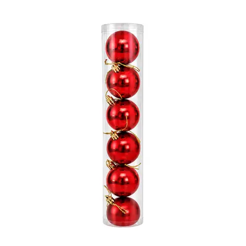 Bola Natal Vermelha Lisa 6cm Com 6 Unidades