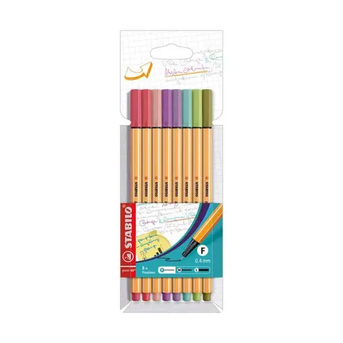 Caneta Porosa Stabilo Point 88 8 Cores 0,4mm Estojo com 8 cores 88/8-04