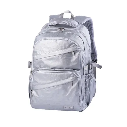 Mochila Jovem G Pack N'Go Crinkle Metalizada Prata