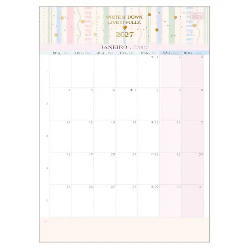 Calendário Planner Tilibra Soho 2027 21x29cm