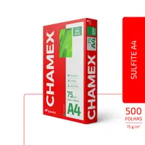 Papel Sulfite Tradicional Qualidade Chamex A4 75g 210mmx297mm 500 Folhas