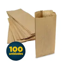 Saco de Papel Kraft 2Kg 13cm x 29cm Sanfona com 100 Unidades