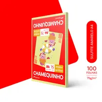 Papel Sulfite Chamequinho Amarelo A4 75g 210x297mm Uso Escolar Artístico Profissional 100 Folhas