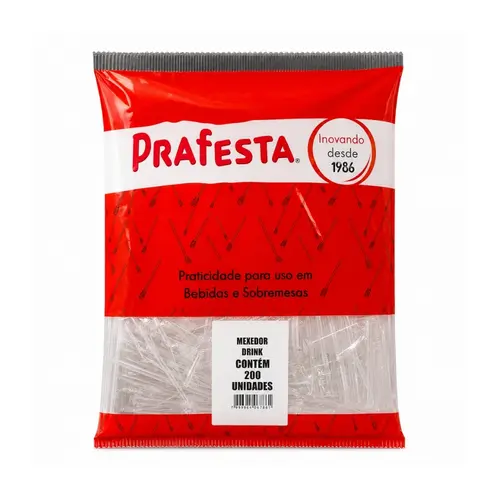 Mexedor Plástico Drink Cristal 11,2cm com 200 Unidades Prafesta