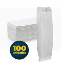 Saco Papel Branco 7cmx24cm Sanfona 100 Unidades Talher