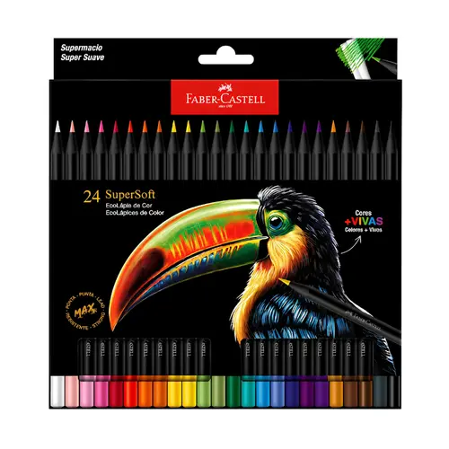 Lápis de Cor 24 Cores Redondo Faber-Castell Super Soft