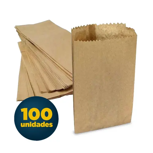 Saco de Papel Kraft 0,5kg 10,5cm x 19cm Sanfona com 100 Unidades
