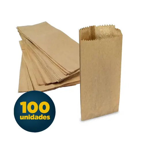 Saco de Papel Kraft 1Kg 10cm x 25cm Sanfona com 100 Unidades