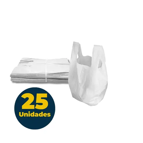 Sacola Plástica Branca 90cmx100cm 50 Micras 25 Unidades