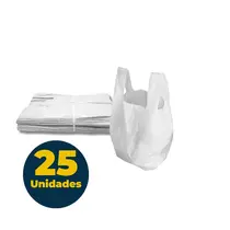 Sacola Plástica Branca 90cmx100cm 50 Micras 25 Unidades