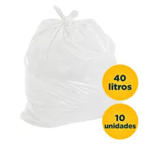 Saco de Lixo Branco Hospitalar 40L 10 Unidades 50cm x 60cm 4 Micras