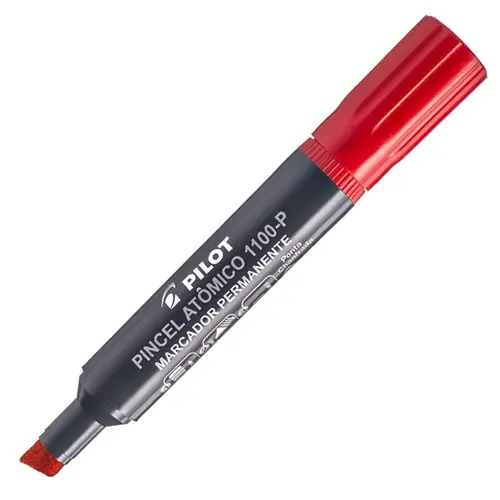 Pincel Marcador Permanente Ponta Chanfrada Pilot Atômico 1100P Vermelho