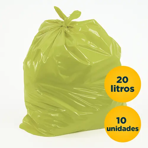 Saco de Lixo Amarelo para Metal 20L 10 Unidades 40cm x 50cm 4 Micras