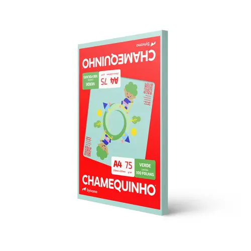 Papel Sulfite Chamequinho Verde A4 75g 210x297mm Uso Escolar Artístico Profissional 100 Folhas