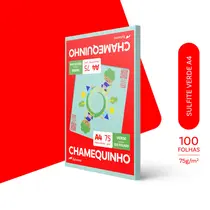 Papel Sulfite Chamequinho Verde A4 75g 210x297mm Uso Escolar Artístico Profissional 100 Folhas