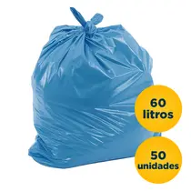 Saco de Lixo Azul para Papel 60L 50 Unidades 60cmx70cm 4 Micras