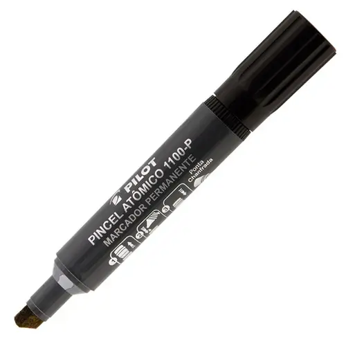 Pincel Marcador Permanente Ponta Chanfrada Pilot Atômico 1100P Preto